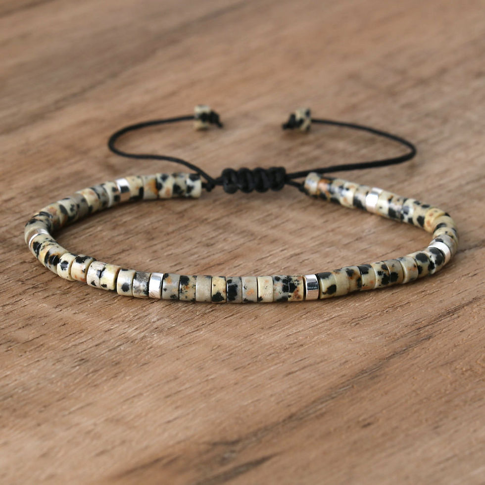 Miniatura: Bracelet tressé réglable en pierre naturelle,