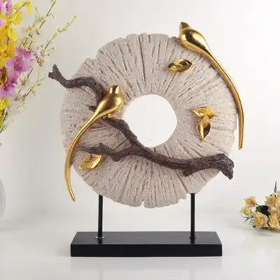 Miniatyrbild: Statue d'oiseau en résine ronde européenne, décoration de maison, artisanat créa