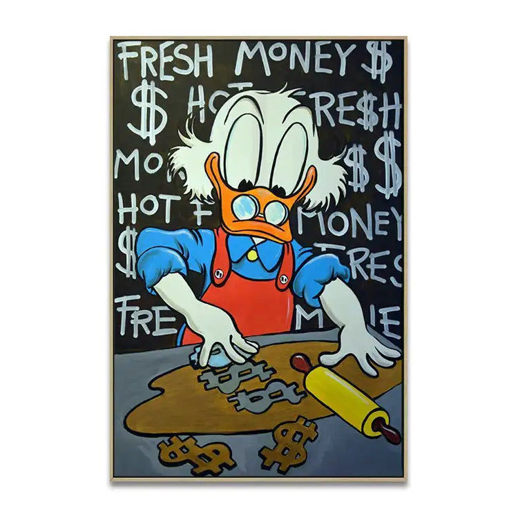 Μικρογραφία: Handmade Canvas Funny Oil Painting Abstract Cartoon Duck Wall Art Graffiti Paint
