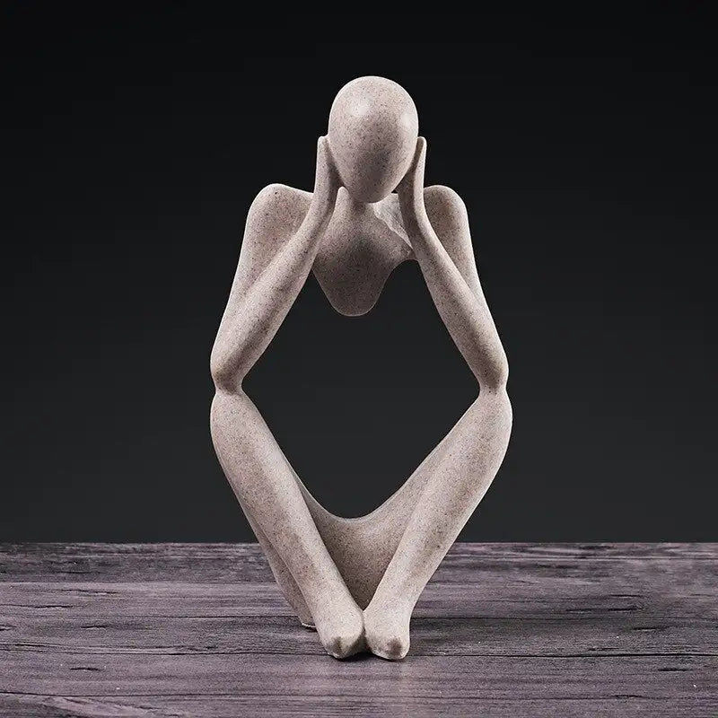 Miniatyrbild: JOLOVE Nordic Abstract Thinker Statue Resin Figurine Office Home Decoration Desk