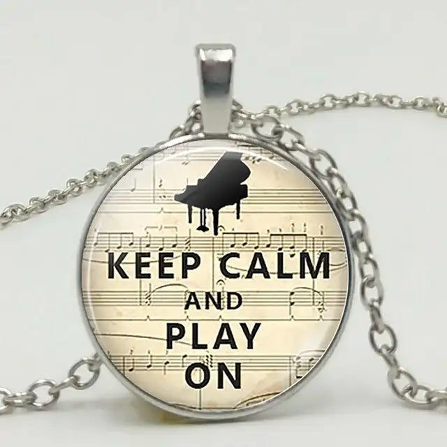 Thumbnail: 3 Color Fashion Piano Notes Guitar Music DIY Time Glass Gem Pendant Necklace Han
