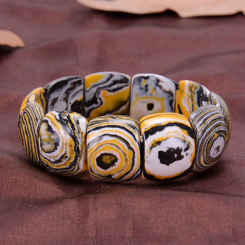 Miniatura: Golden zebra motif d'origine malachite bracelet