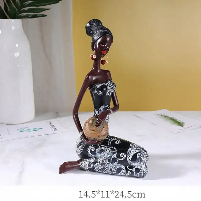 Thumbnail: Y Resin African Drum Musician Figurines Women Statue Ornaments Modern Art Figure
