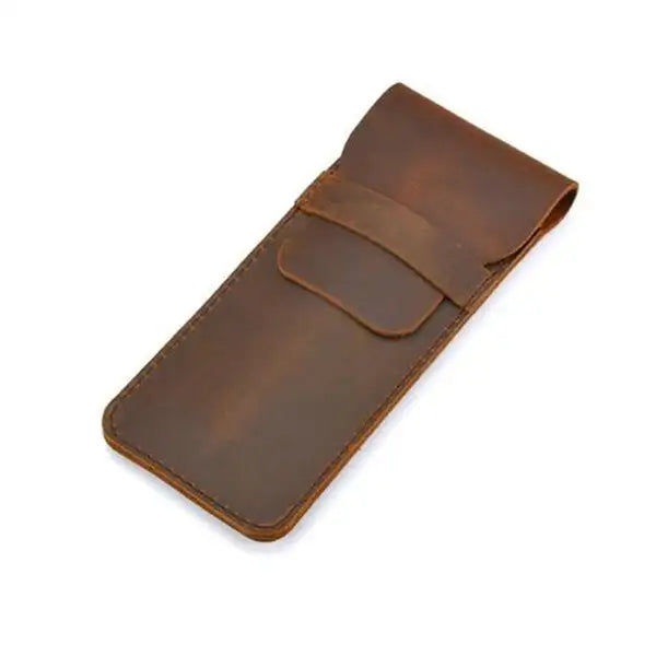 Miniaturebillede: Handmade Genuine Leather Pen Bag Cowhide Pencil Bag Vintage Retro Style Accessor