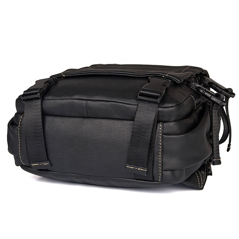 Μικρογραφία: Large Capacity Classical Hiking Bag Men Black Genuine Leather Laptop Rucksack
