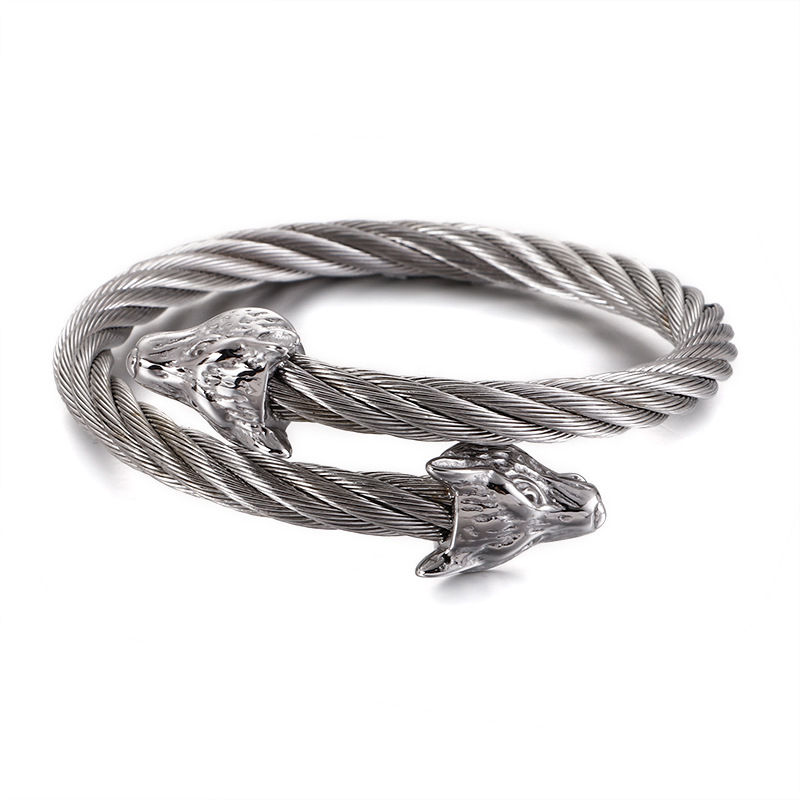 Miniatura: Bracelet tête de loup Weia en acier inoxydable créatif ornement