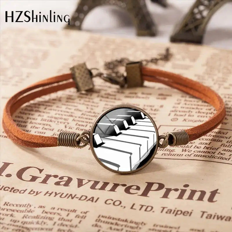 Miniatura: 2020 Grand Piano Bracelet Grand Piano Handmade Jewelry Glass Leather Bracelet Pe