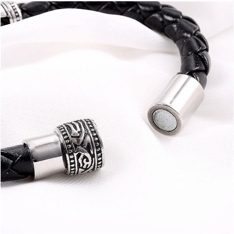 Miniatura: Bracelet en cuir d'ornement en acier inoxydable Corde