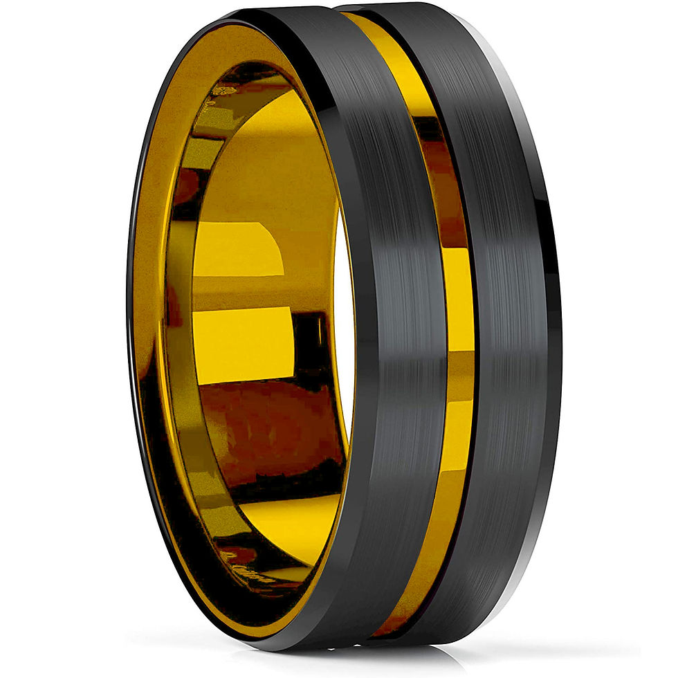 Thumbnail: Trendy 8mm Multicolor Titanium steel Rings for Men Thin Blue Groove Beveled Edge