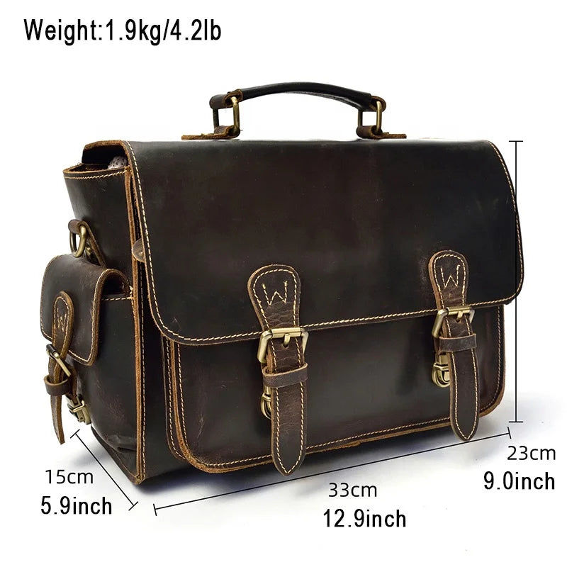 Thumbnail: Luufan Men Genuine Leather Camera Bag Simple Retro Dslr Bag Crazy Horse