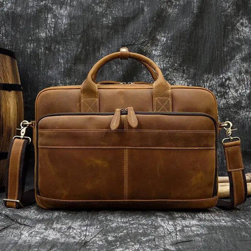 Pikkukuva: Luufan Genuine Leather Briefcase Bag for man fit for 14 inch PC Business Bag Vin