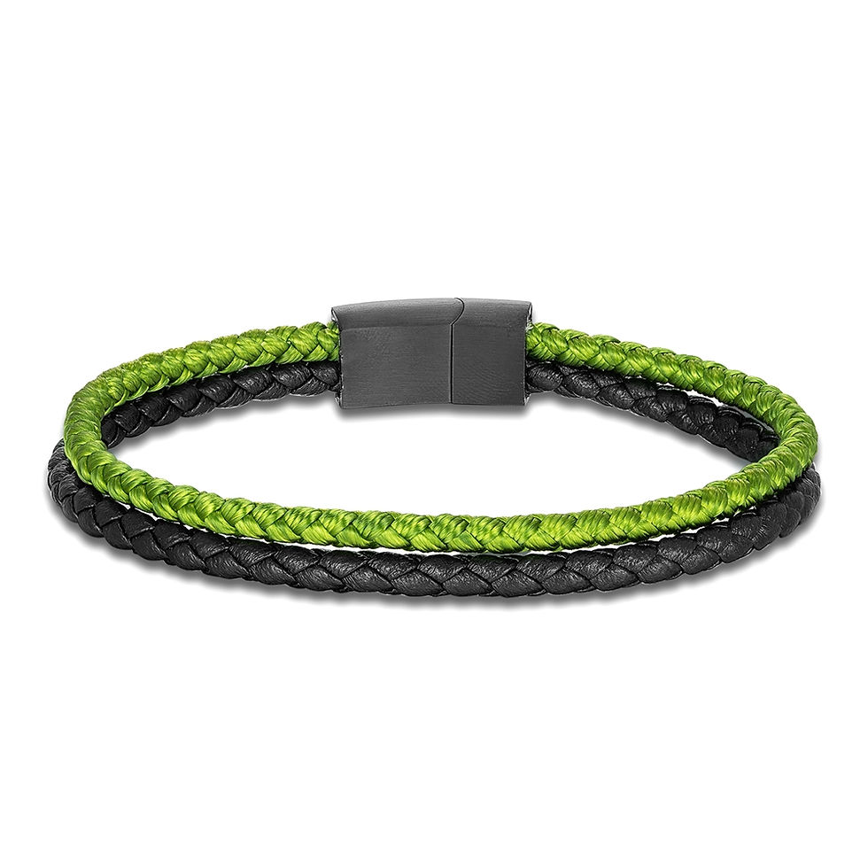 Miniaturbild: MKENDN Minimalist Men Double Strand Leather Rope Bracelet Matte Black Stainless 