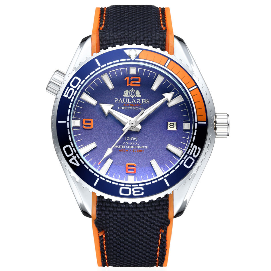 Thumbnail: PAULAREIS Automatique Mécanique Lumineux Toile Bracelet En Caoutchouc
