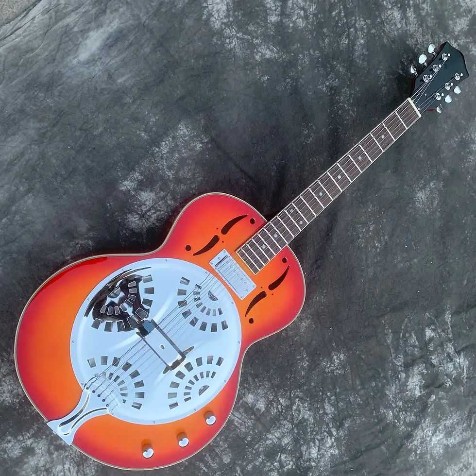 섬네일: Custom Double F Top Red Back Resonator Steel Dobro Guitar
