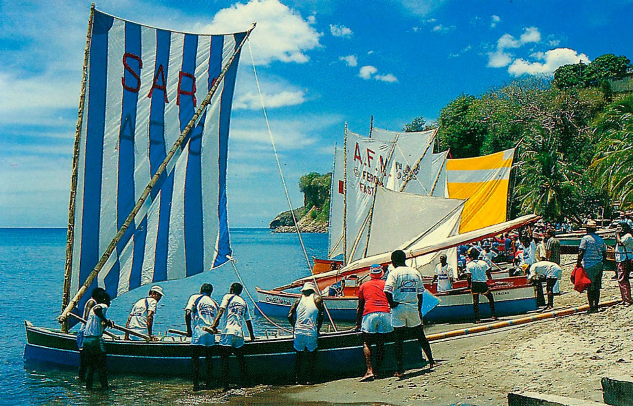 Traditional sailing vessels in Martinique.