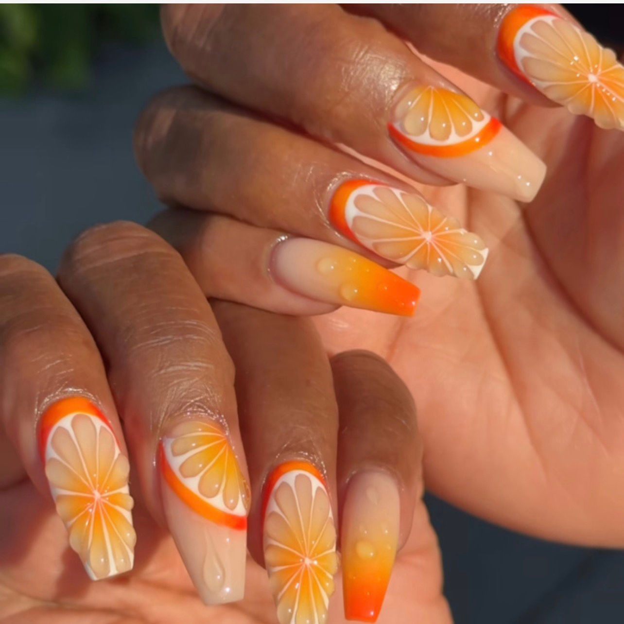Orange press on nails 