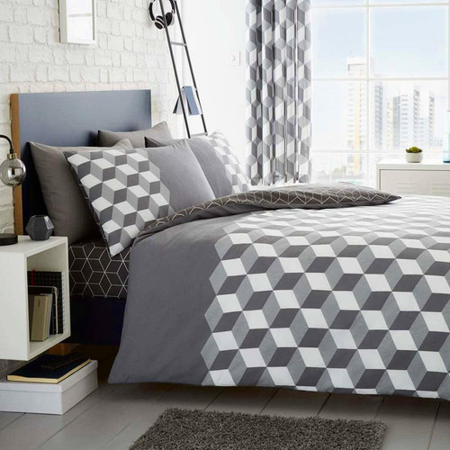 Grey Geometric Duvet Set Novielo London