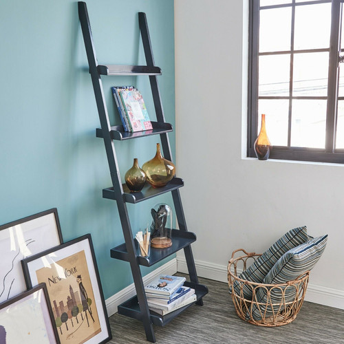 Dark Grey Wall Ladder Shelves Novielo London