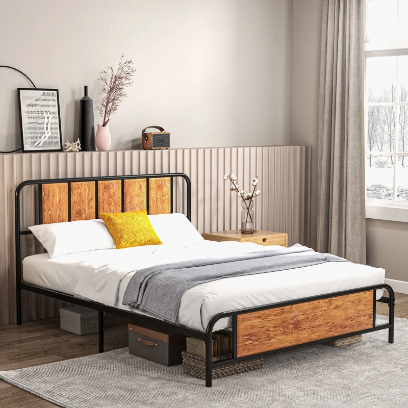 Rustic Brown Bed Frame Novielo London