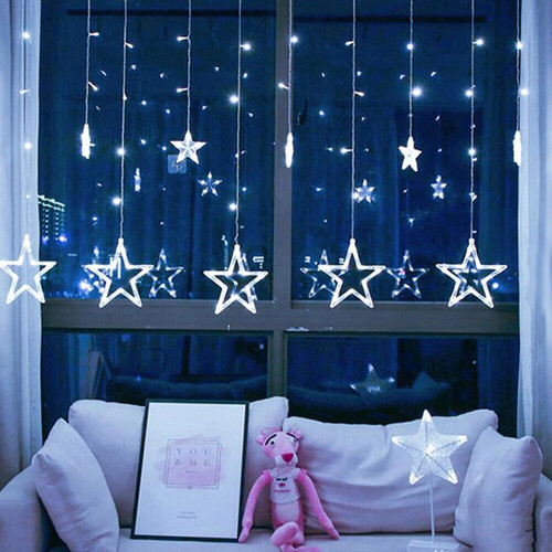 White Christmas Star Fairy Light Curtain Novielo London