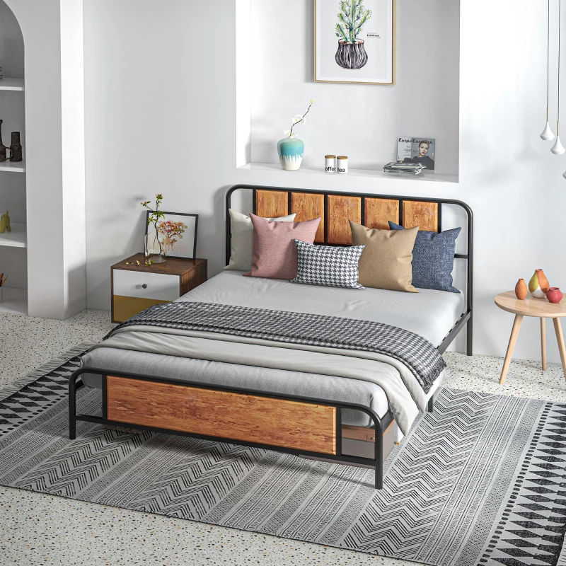 Rustic Brown Bed Frame Novielo London