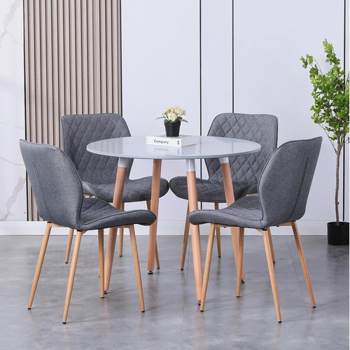 Round Dining Table & 4 Fabric Chairs Novielo London