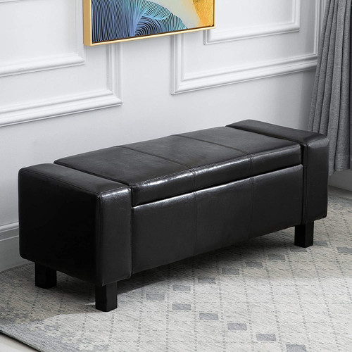 Black Storage Ottoman Bench Novielo London