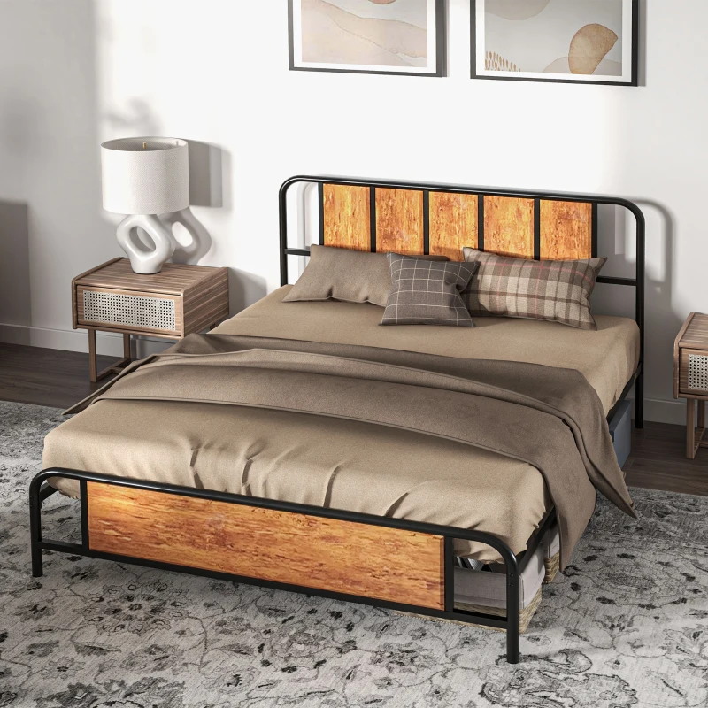 Rustic Brown Bed Frame Novielo London