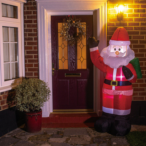 Large Inflatable Light Up Waving Santa Novielo London