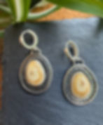 Elk ivory oval earrings in double rope-twist halo, handcrafted Taos, New Mexico