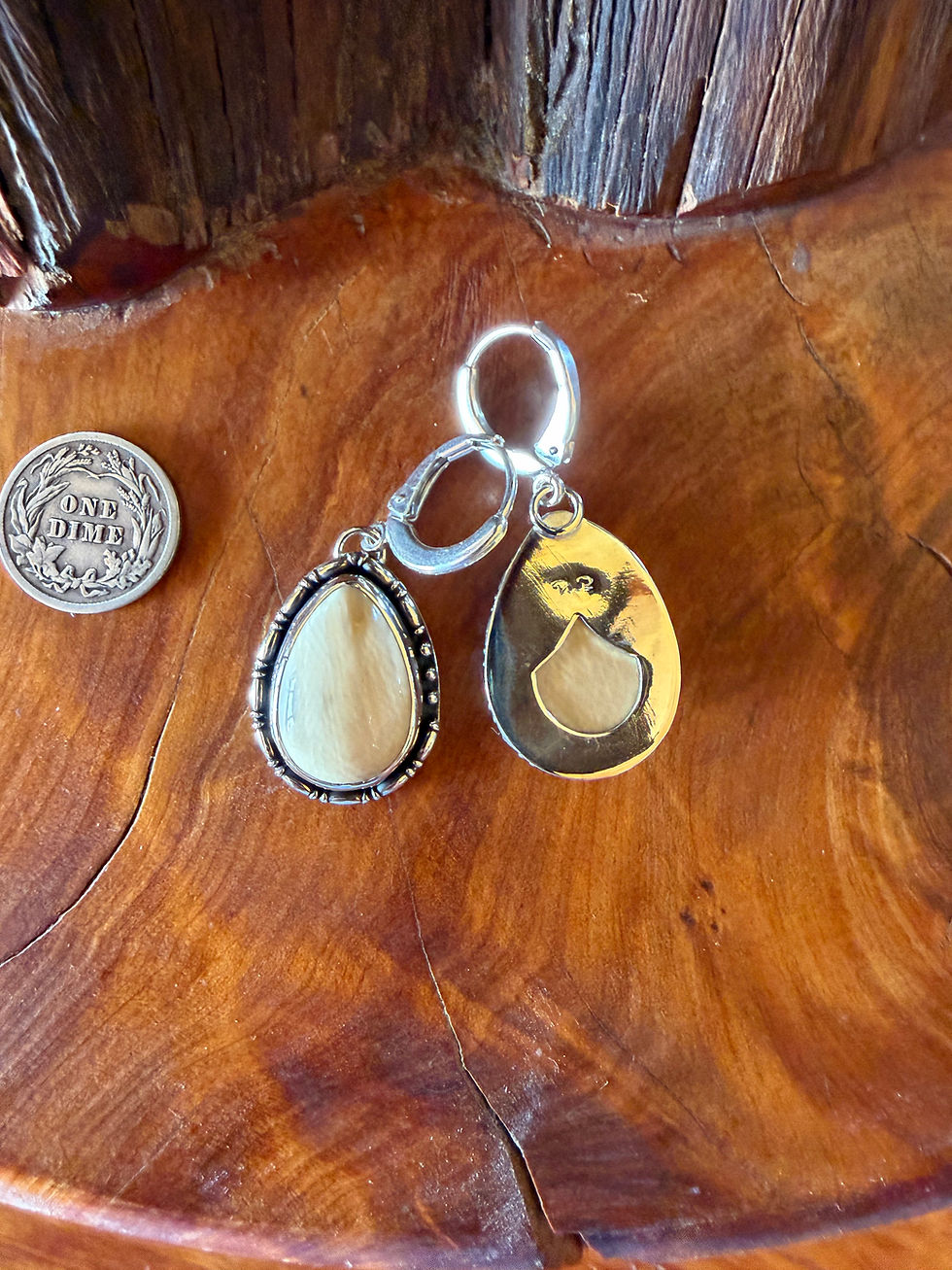 Hand-stamped maker's mark on sterling silver back plate, Southwest artisan jewelry