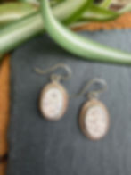 Pink Larimar oval earrings with twisted rope silver bezel, handcrafted in Taos, New Mexico