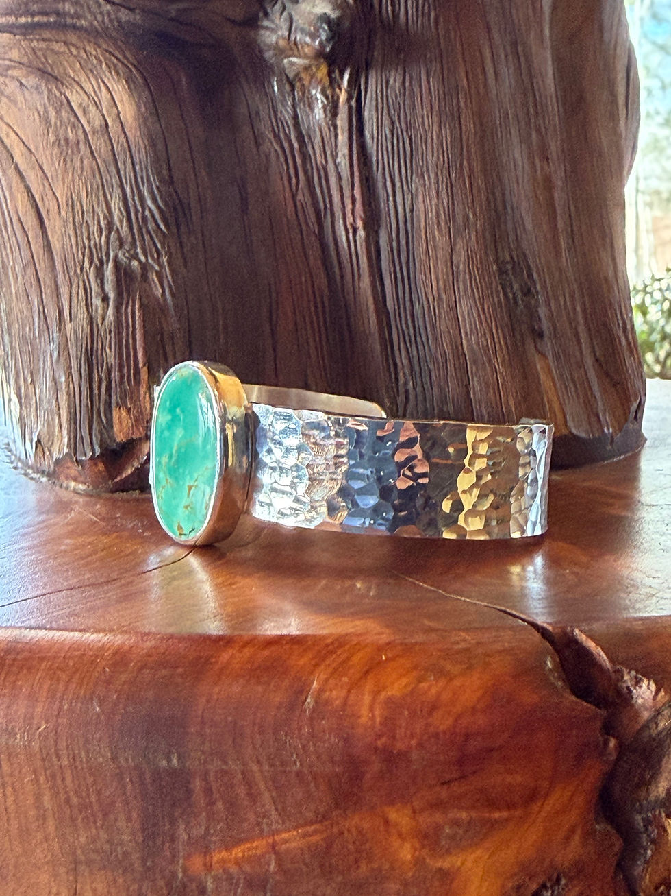 Hand-hammered texture on wide sterling silver men's cuff, Southwest artisan jewelry