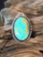 Tyrone turquoise pendant, rope border, granulation balls, natural, one of a kind, Southwest, artisan, semi precious gemstone