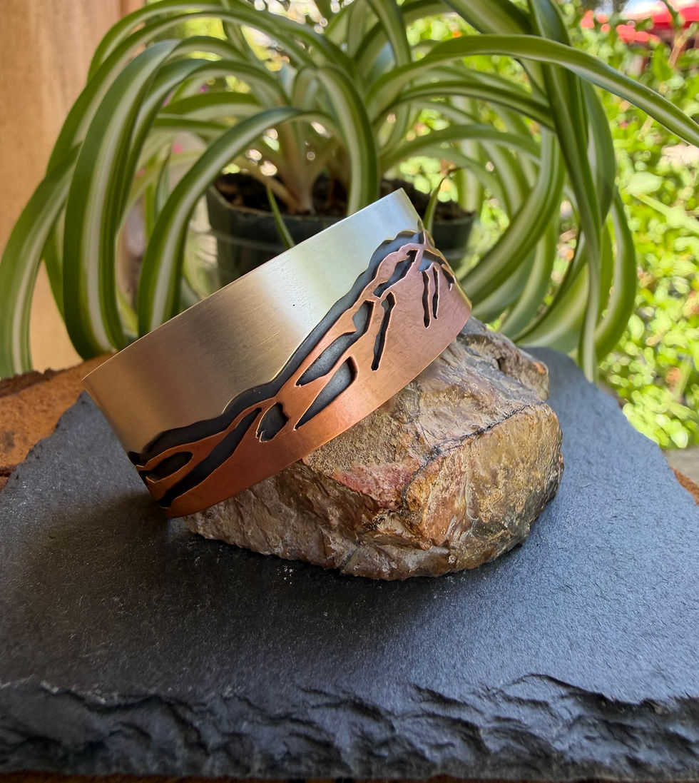 Copper interior cuff with maker's signature stamp, Southwest artisan jewelry