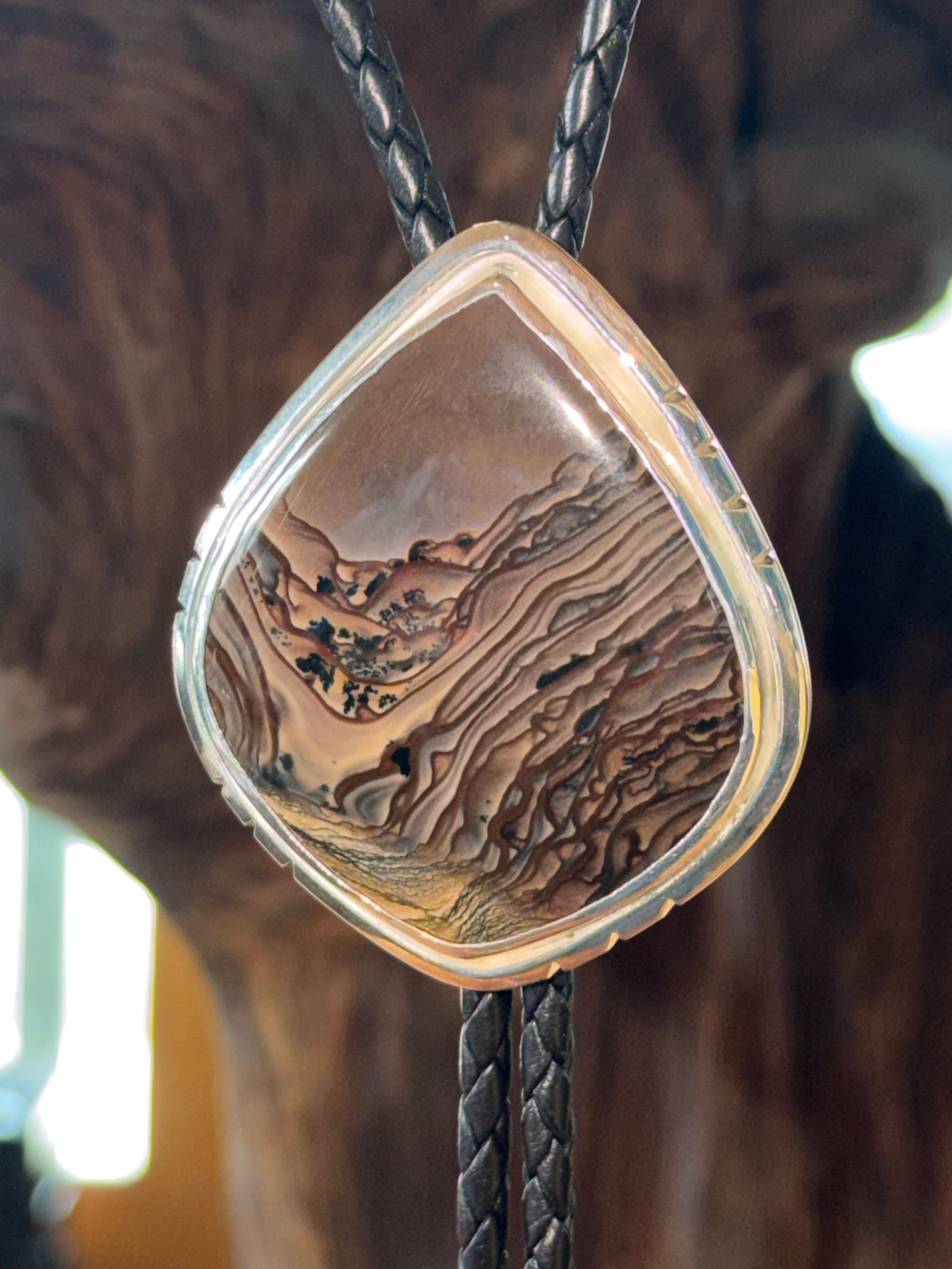 Blue Biggs Jasper bolo sterling silver bolo tie southwest bolo tie