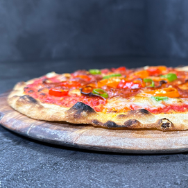 thin n crispy pizza cooked on scratchmadepizza baking carbon steel