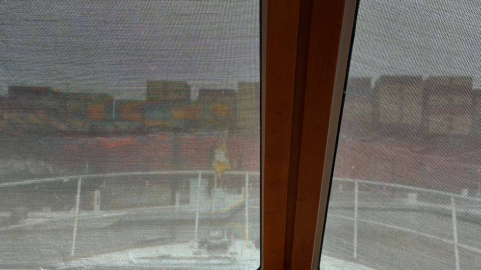 Looking Out Through Our Shaded Wind Shield from Our Slip During the Wee Hours