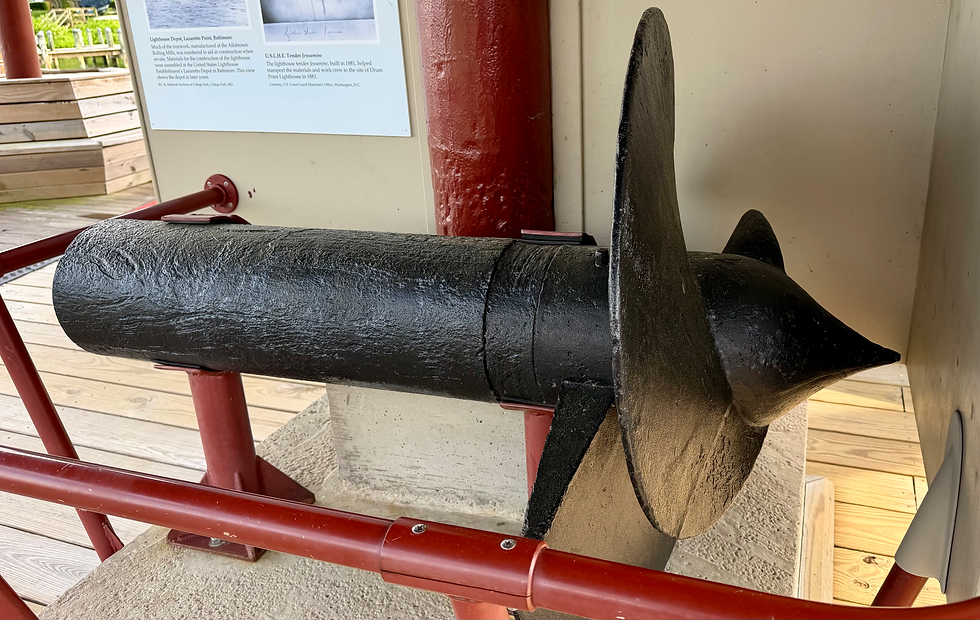Auger At the Base of. a Lighthouse screw pile leg