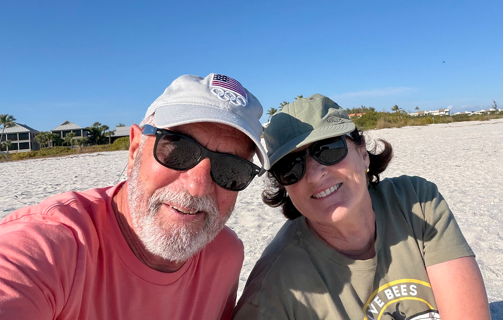 The Admiral and Cap Enjoying Late Afternoon Sun on the Beach