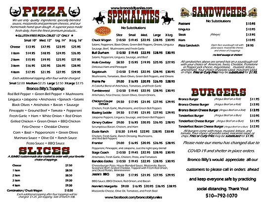 Bronco Billy's Pizza Niles Great Pizza