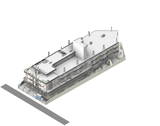 Perspectiva ortogonal da implantação de edifício residencial para projeto de arquitetura