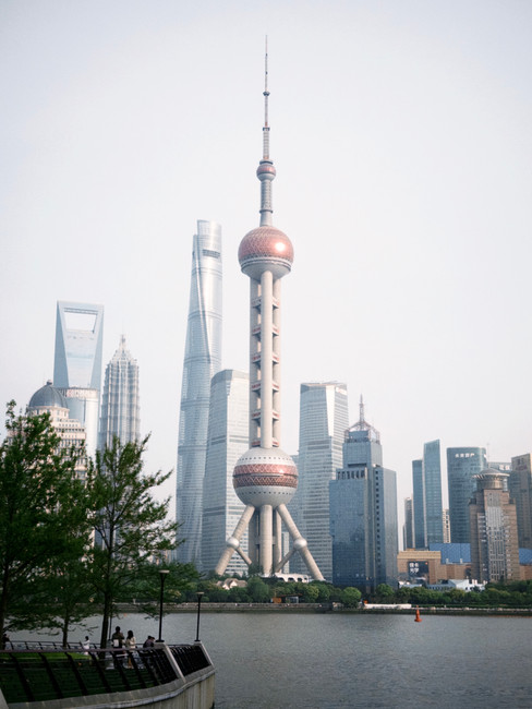 Oriental Pearl tower shot from The North Bund, Shanghai China.