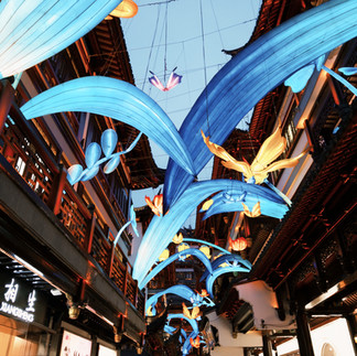 Yu Garden, nightlights attraction in Shanghai, China.