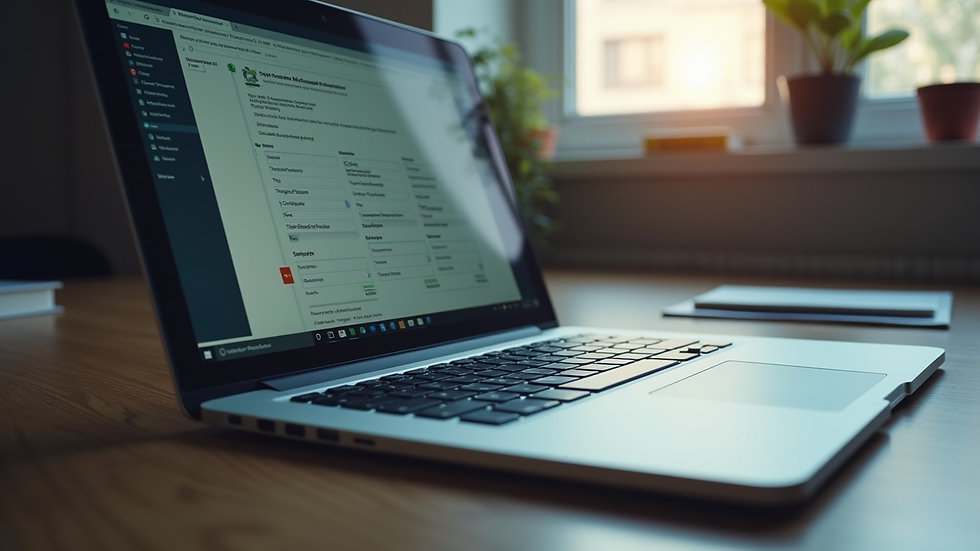 Eye-level view of a laptop with educational software open