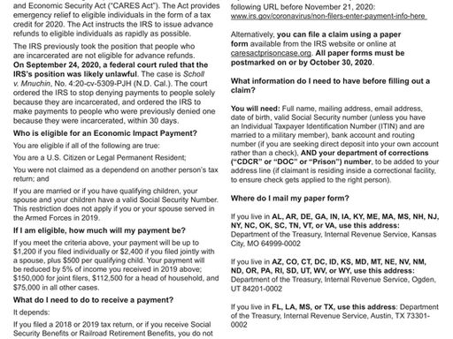 Court Ruling on Stimulus Checks for Incarcerated People