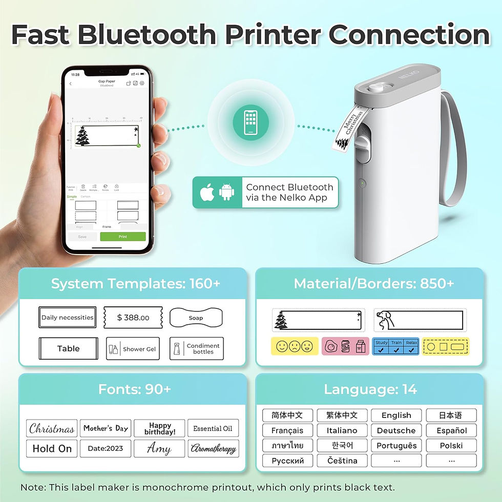Miniatura: Nelko Label Maker Machine with Tape, P21 Bluetooth Label Printer, Wireless Mini