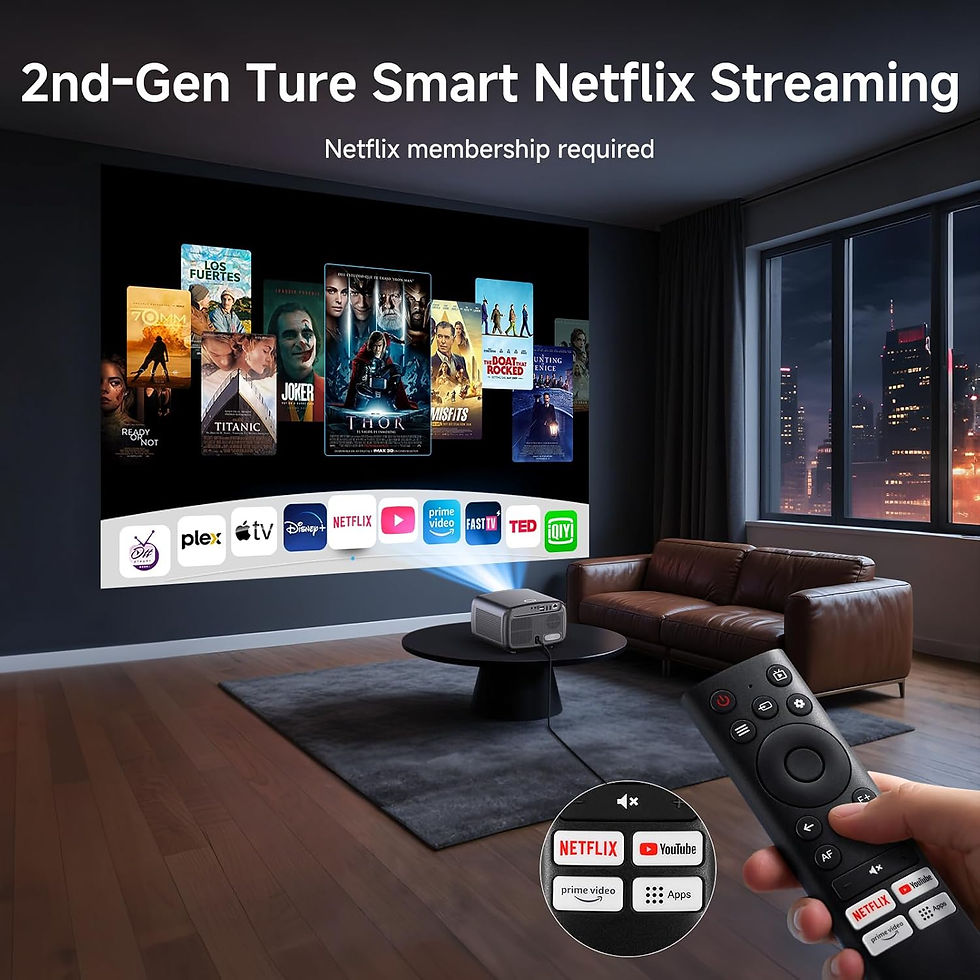 Thumbnail: [1500 ANSI/Auto Focus/Built-in APPS] Smart Projector 4K with WiFi 6 and Bluetoo