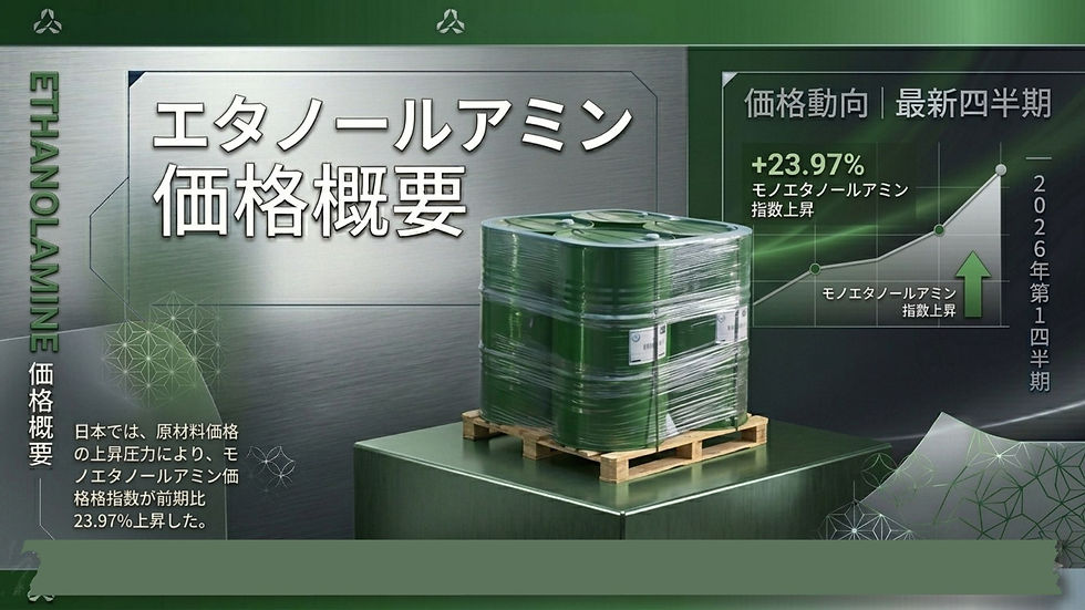 日本では、原材料価格の上昇圧力により、モノエタノールアミン(Ethanolamine)の価格指数が前期比23.97%上昇した。
