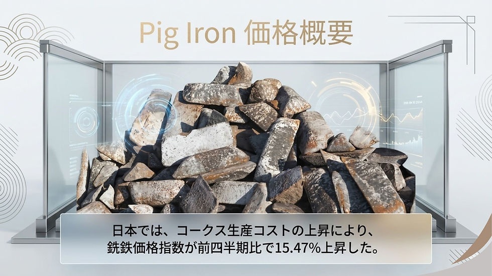 日本では、コークス生産コストの上昇により、銑鉄(Pig Iron)価格指数が前四半期比で15.47%上昇した。